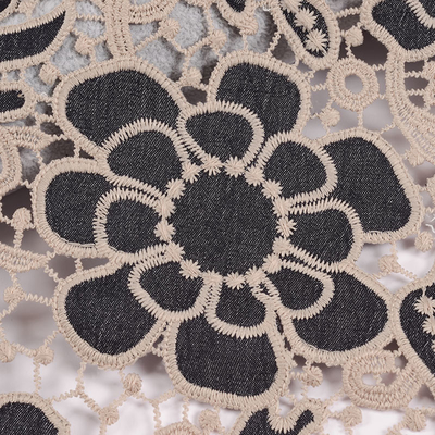 Lightweight Water Soluble Lace Polyester Embroidery Guipure Chemical Lace Trim Fabric