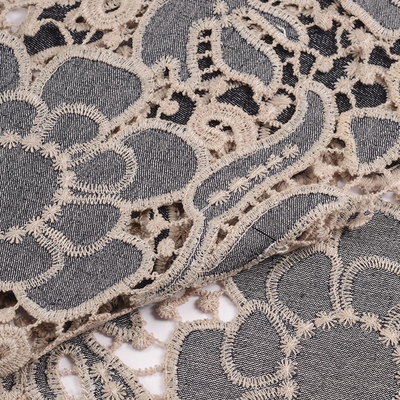Lightweight Water Soluble Lace Polyester Embroidery Guipure Chemical Lace Trim Fabric