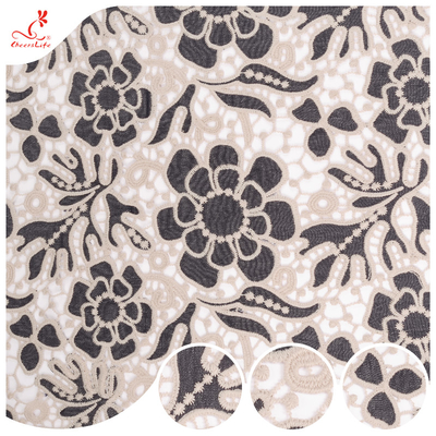 Lightweight Water Soluble Lace Polyester Embroidery Guipure Chemical Lace Trim Fabric