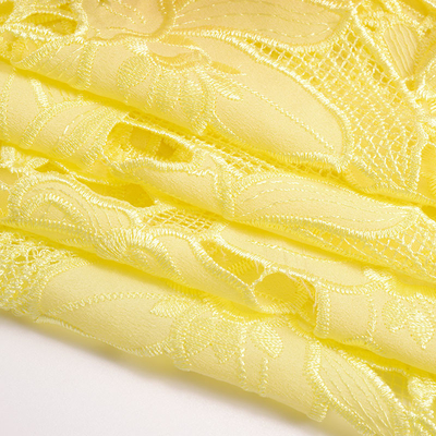 135cm Width Water Soluble Lace Fabric 100% Polyester Floral Fabric Flower Embroidery