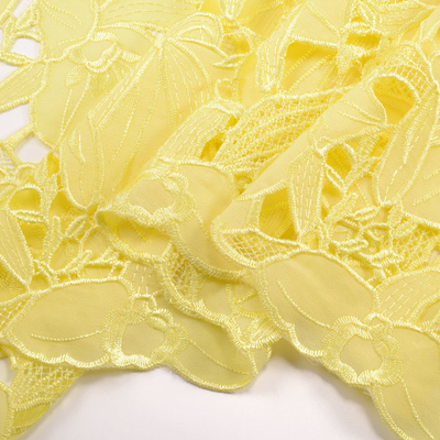 135cm Width Water Soluble Lace Fabric 100% Polyester Floral Fabric Flower Embroidery