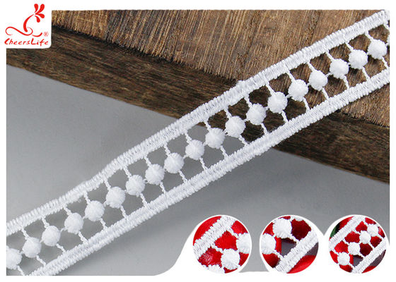 2CM White Guipure Embroidered Lace Trim Pass OEKO TEX 100