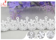3CM African Mesh Embroidered Bridal Lace / Nylon Or Polyester Wedding Lace Trim