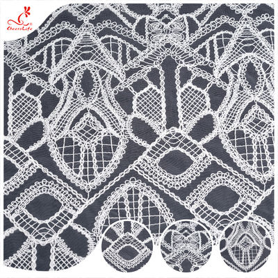 Al dettaglio ricami pizzo a maglia Tulle poliestere Guipure cordone pizzo tessuto per abito da sposa