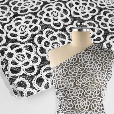 Tessuto di ricamo di qualità cordone / pizzo puro pizzo africano Tessuto per abito da sposa