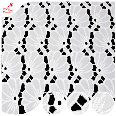 Collezione Poliestere Pizzo incantevole Fori Fiorali Ricamo Guipure Pizzo Tessuto